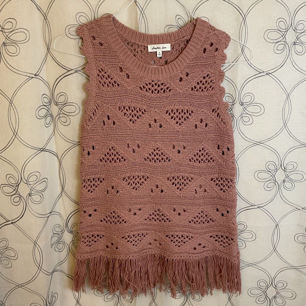 Another Love Bodhi Crochet Top Fringe Boho‎ Beachy Coastal Cowgirl Cottage Small
